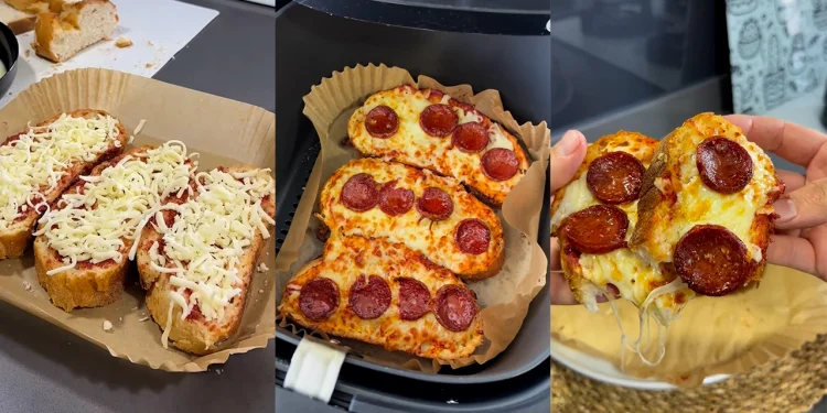 Pizza pe felii de pâine