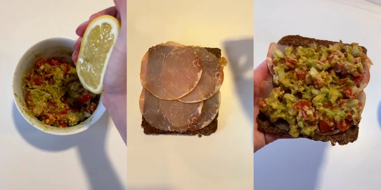 Pâine cu pastă de avocado și legume