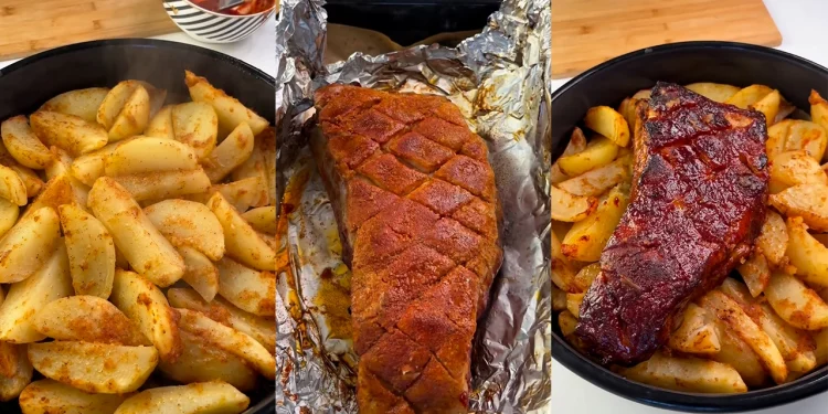 Coaste BBQ cu cartofi