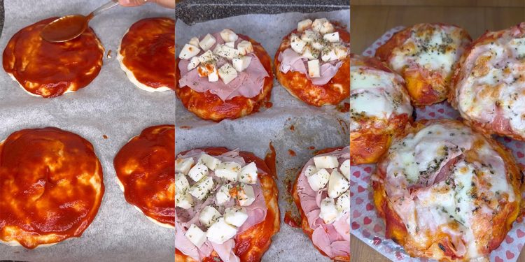 Mini PIZZA pufoasă cu șuncă și mozzarella
