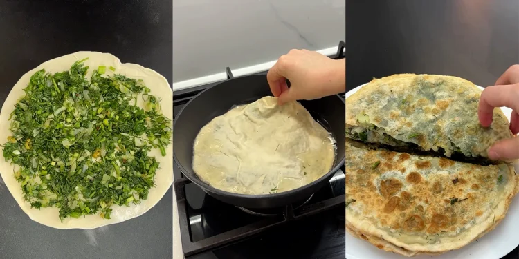 Lipii cu verdeață la tigaie