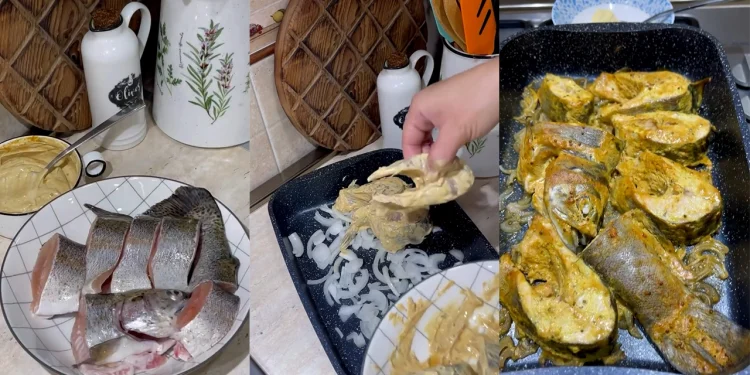 Pește la cuptor marinat cu muștar