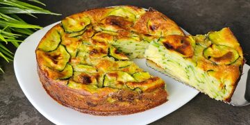 Tartă sărată cu dovlecei și parmezan, la cuptor