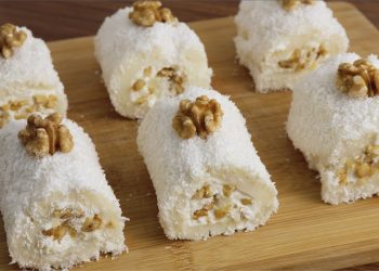 Rulouri cu cremă de lapte, cocos și nucă